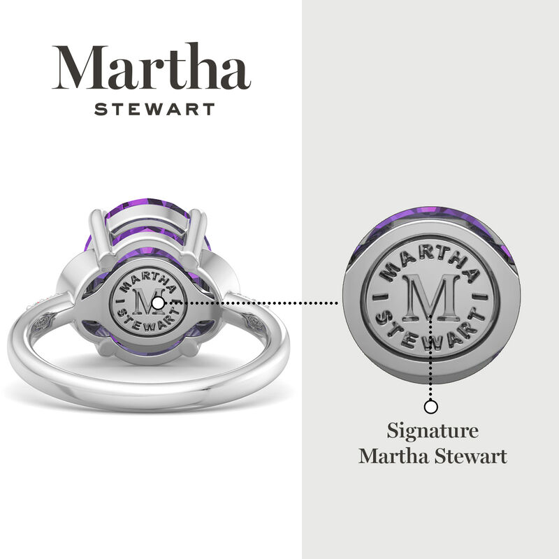 Martha Stewart Oval Amethyst and Lab Grown Diamond Ring in Sterling Silver image number null